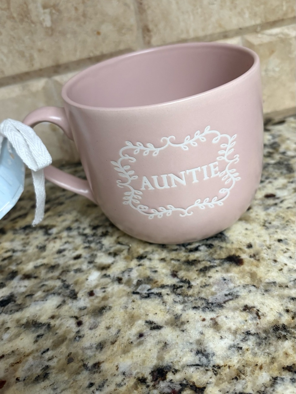 Shabby Chic Pink 'AUNTIE' Ceramic Mug with White Lettering